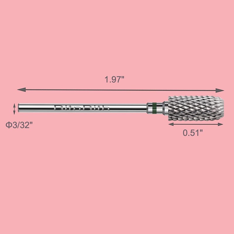 BitnBith Nail Drill Bit 3/32”, Fast Remove for Acrylic or Hard Gel,Barrel Nail File Carbide Bit for Nail Cuticle Gel Dipping Powder Polishing, Professional Manicure Pedicure Nail Art Tool,Coarse - Image 2